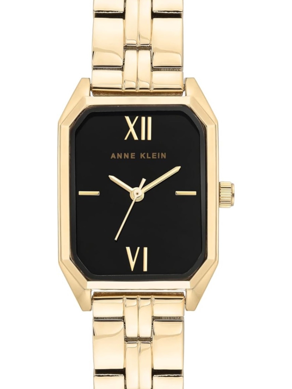 Anne Klein Gold and Black Rectangular Bracelet Watch